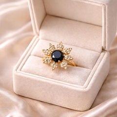Zircon Ring-289 (Golden) (Black)
