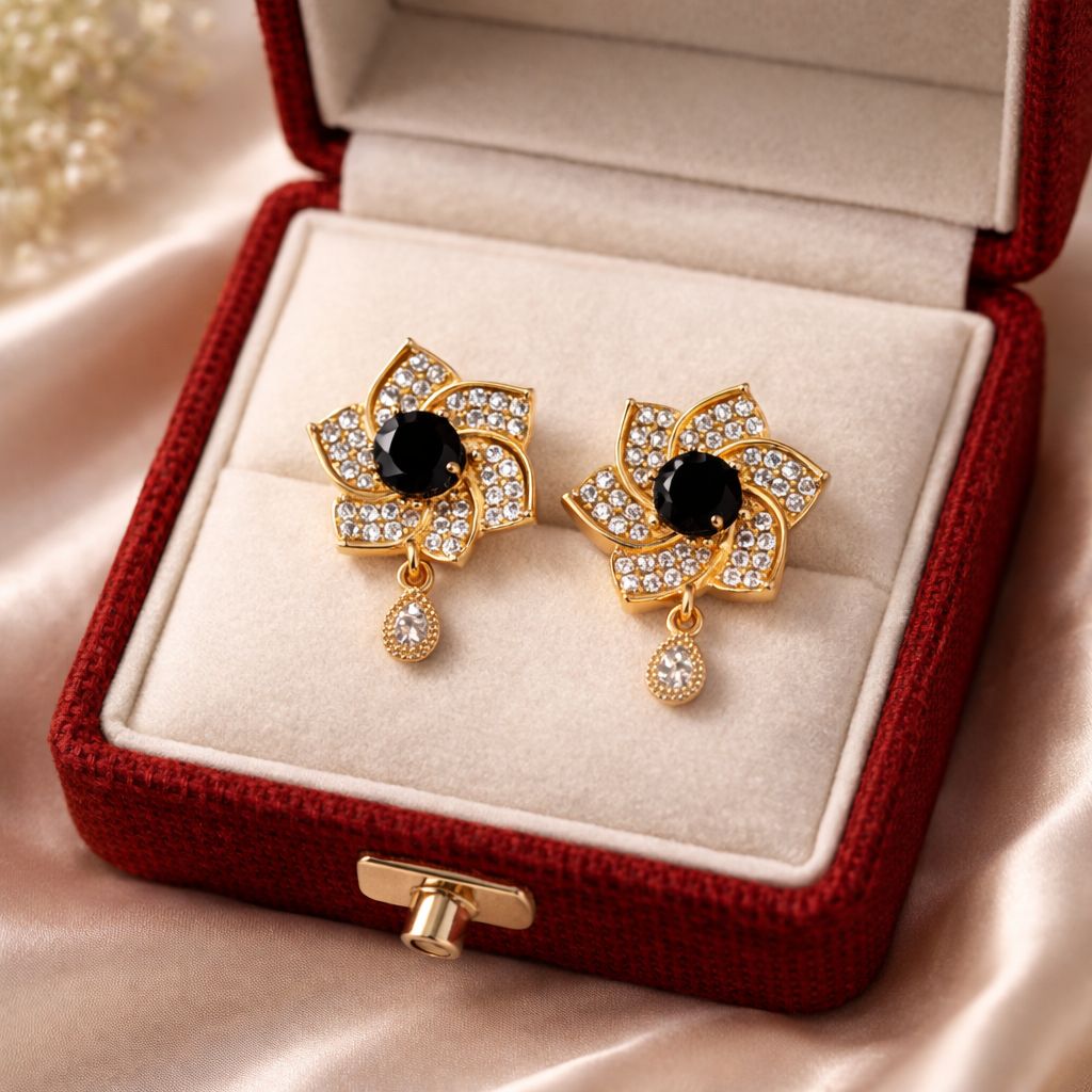 Zircon Earring-159 (Black)