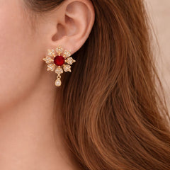 Zircon Earring-158 (Maroon)