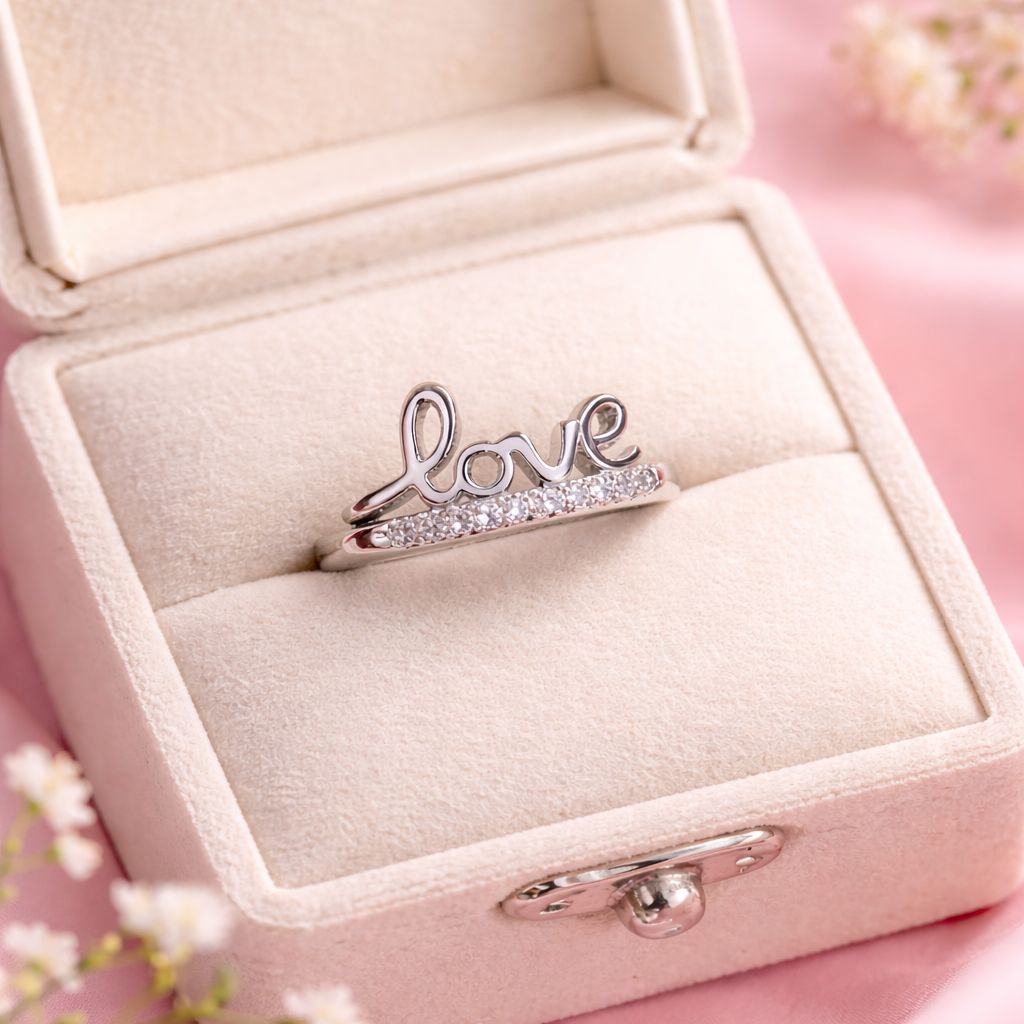 Zircon Ring-311 (Silver) (Love)