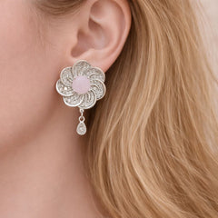 Zircon Earring-150 (Silver) (Pink)