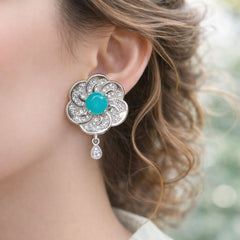 Zircon Earring-150 (Silver) (Emerald Green)