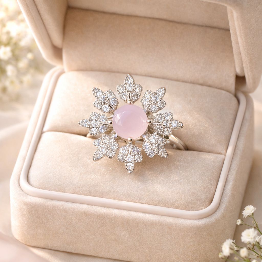 Zircon Ring-289 (Silver) (Pink)