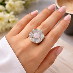 Zircon Ring-287 (Silver) (Pink)