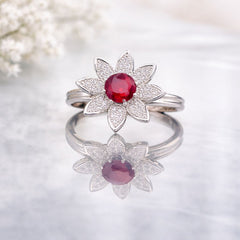 Zircon Ring-344 (Silver) (Maroon)
