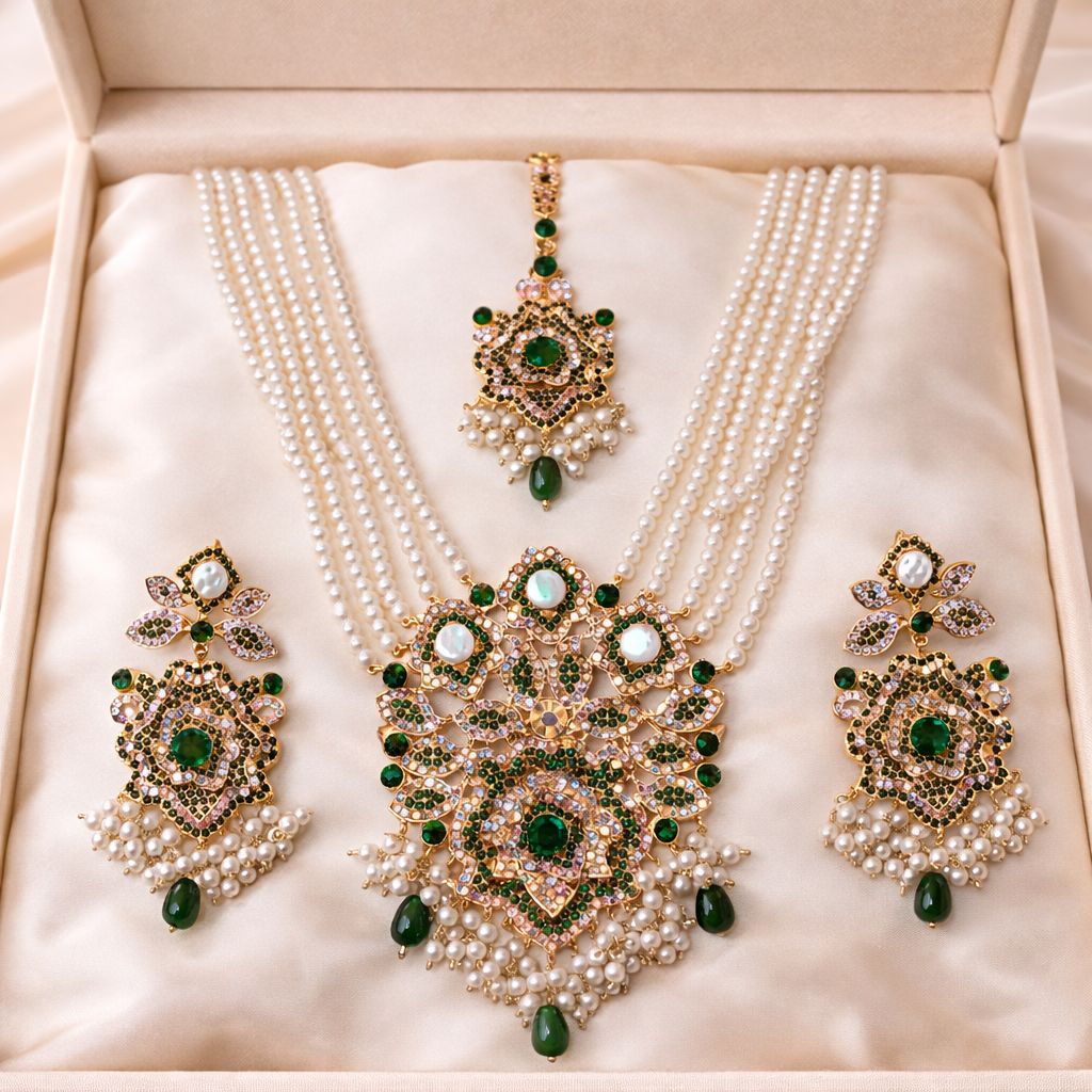 REINA Rani Mala Set (Green)