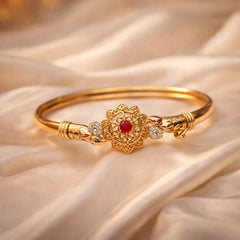 Gold Plated Zircon Kara Bracelet-26 (Maroon)