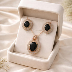Zircon Locket Set-157 (Golden) (Black)