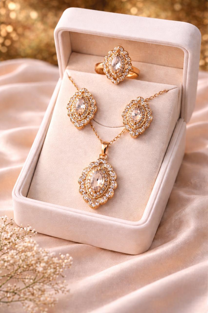 Zircon Locket Set-158 (Golden)