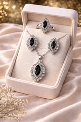 Zircon Locket Set-158 (Silver) (Black)