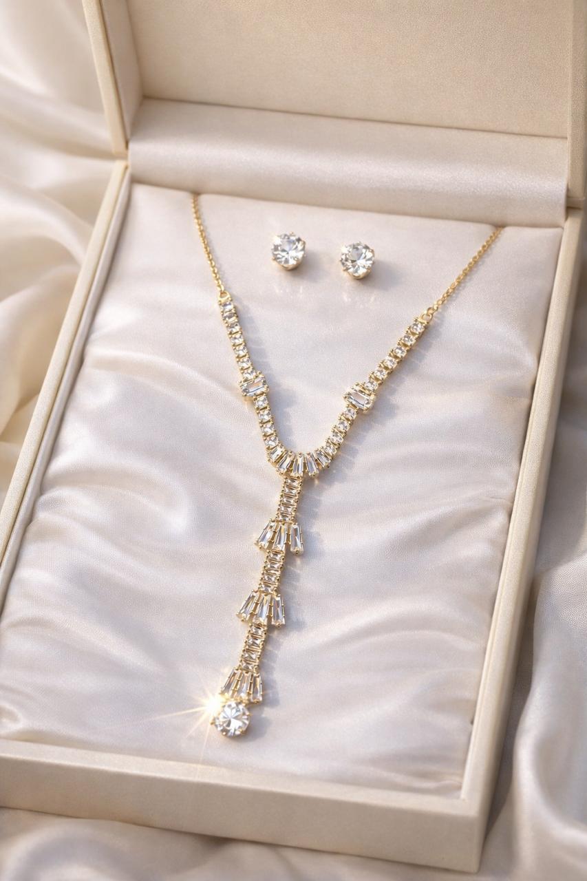 Zircon Locket Set-163 (Golden)