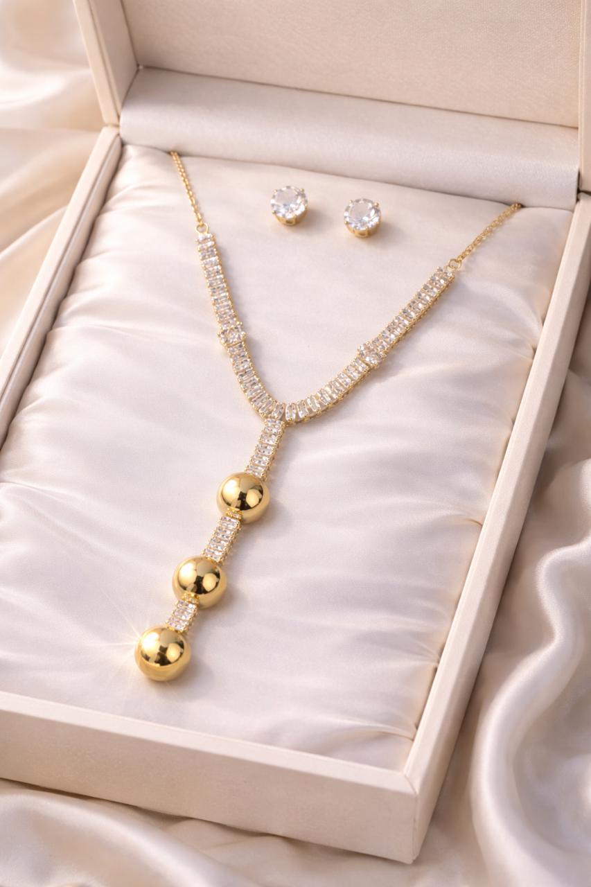 Zircon Locket Set-161 (Golden)