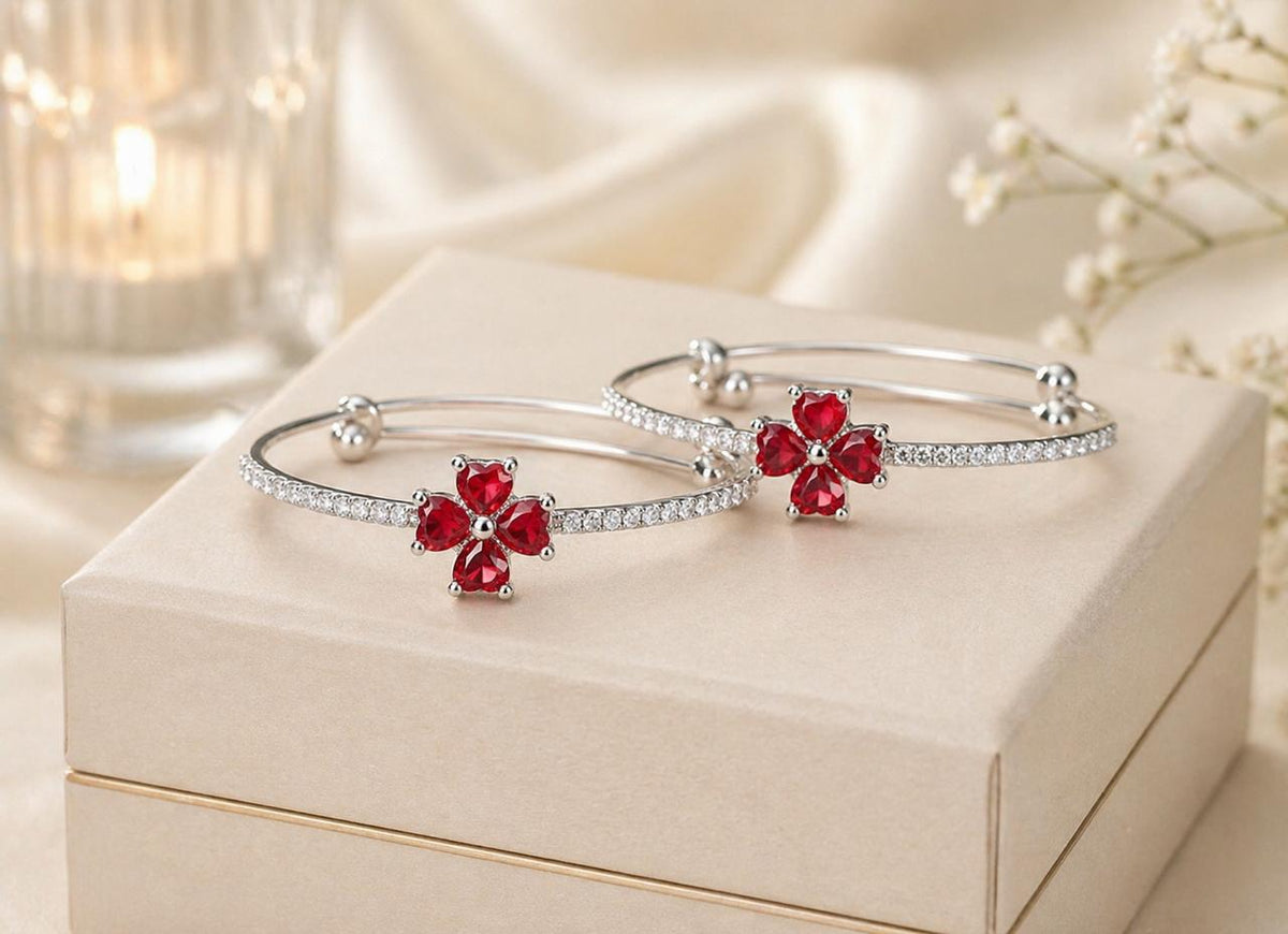 Adjustable Kashmiri Bangle-130 (Silver) (Maroon)