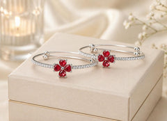 Adjustable Kashmiri Bangle-130 (Silver) (Maroon)