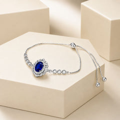 Adjustable Bracelet-261 (Silver/Blue)