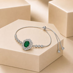 Adjustable Bracelet-261 (Silver/Green)