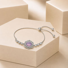 Adjustable Bracelet-261 (Silver/Purple)