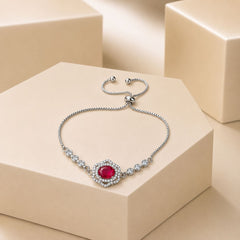 Adjustable Bracelet-261 (Silver/Pink)