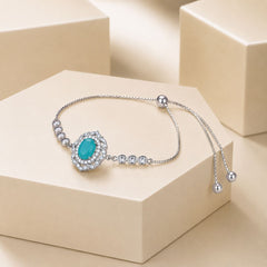 Adjustable Bracelet-261 (Silver/Ferozi)