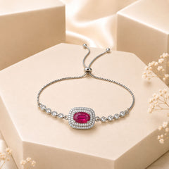 Adjustable Bracelet-260 (Silver/Pink)