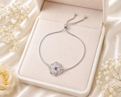 Adjustable Bracelet-262 (Silver/Pink)