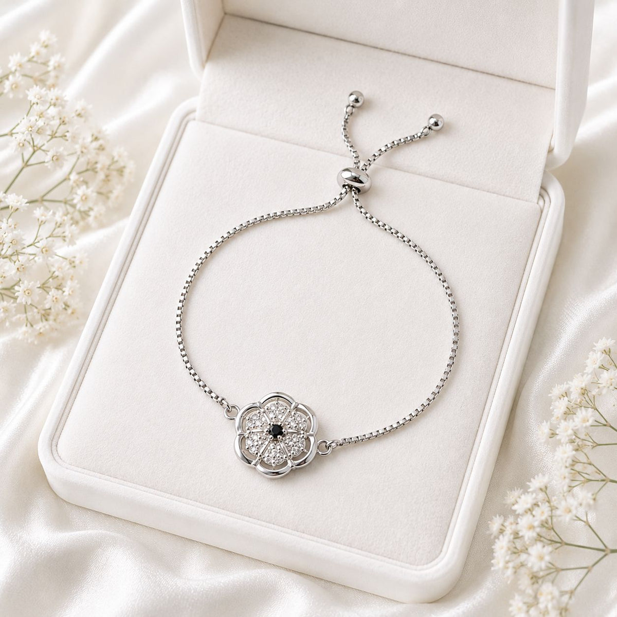 Adjustable Bracelet-262 (Silver/Black)