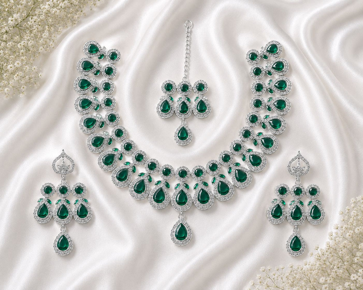 Zircon Set-02 (Silver/Dark Green)