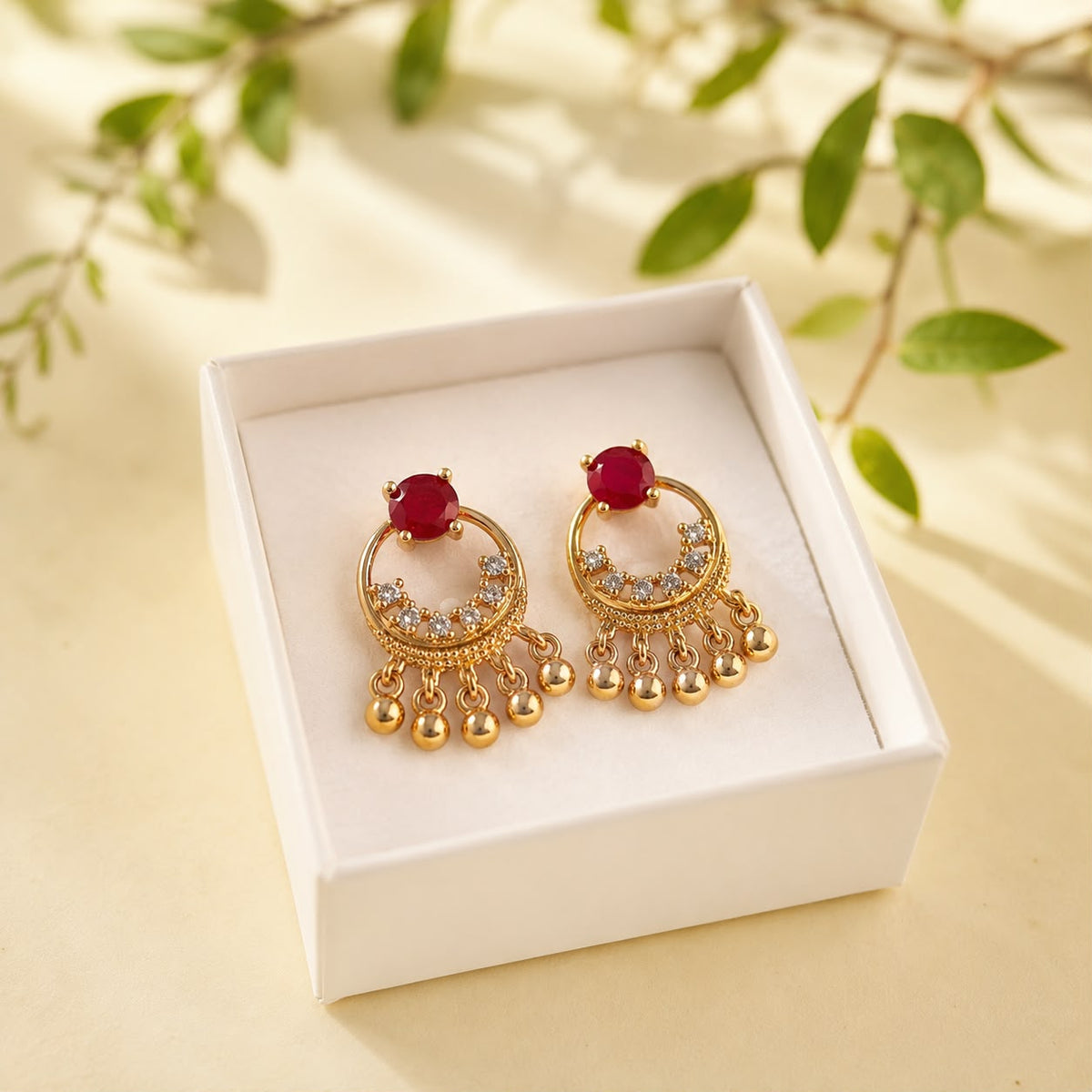Zircon Earring-225 (Maroon)