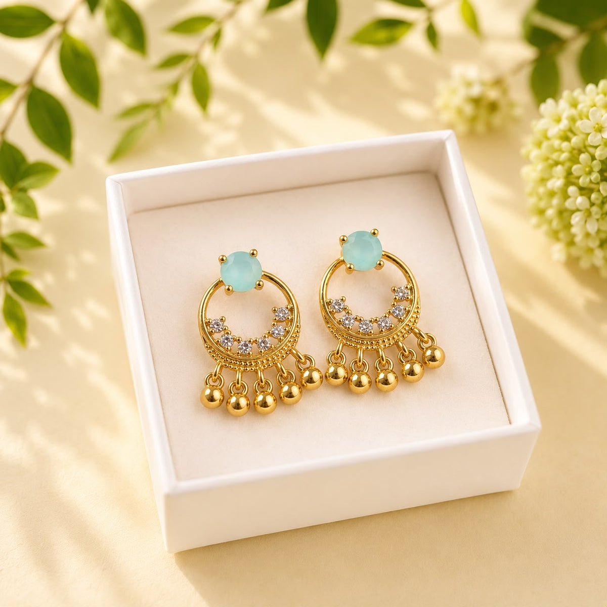 Zircon Earring-225 (Mint green)