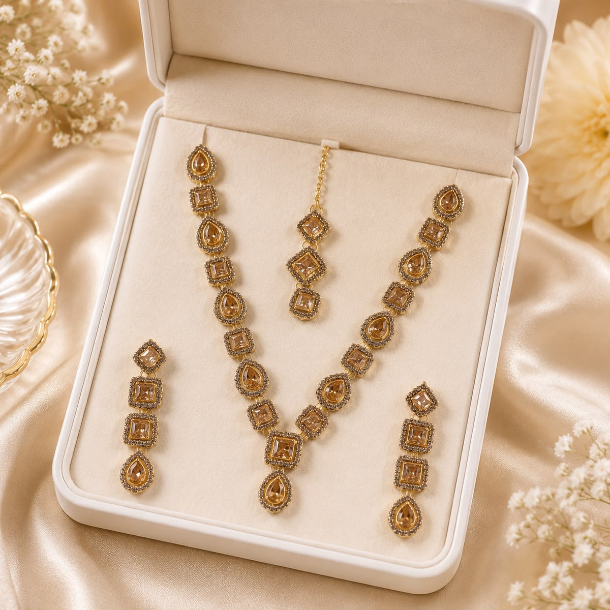 Zircon Necklace-54 (Golden)