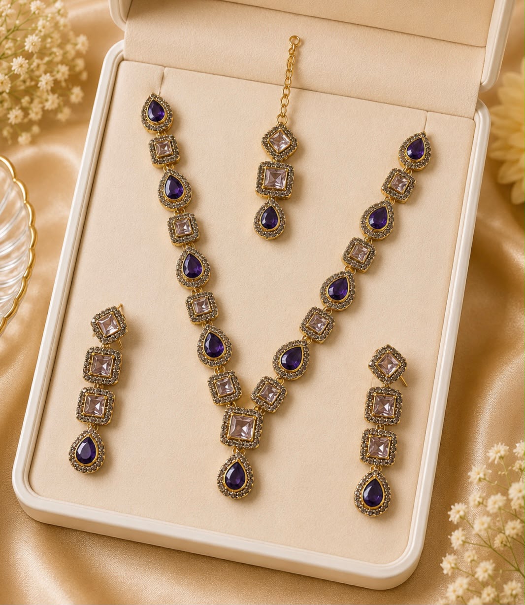 Zircon Necklace-54 (Purple)