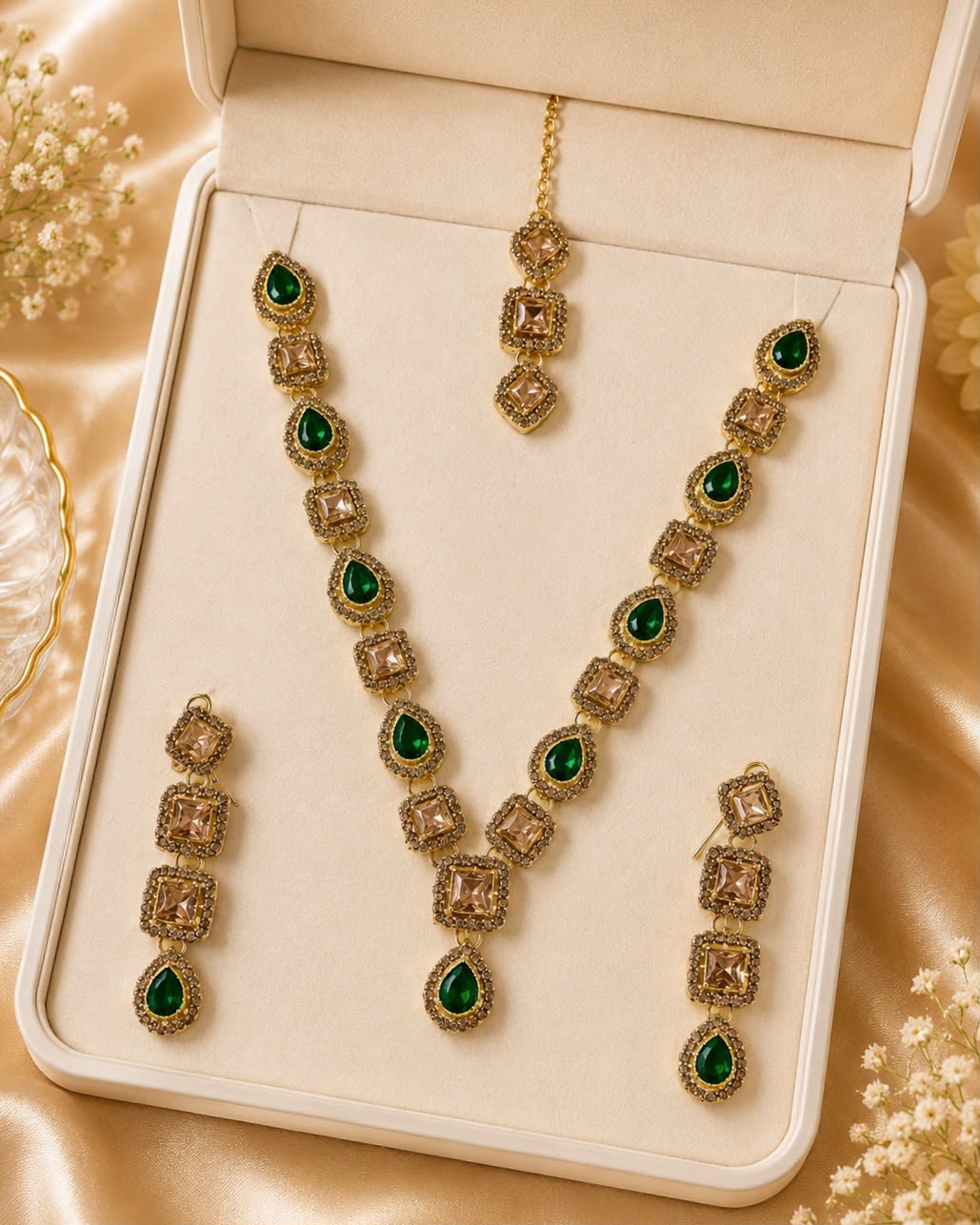 Zircon Necklace-54 (Green)