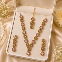 Zircon Necklace-54 (Pink)