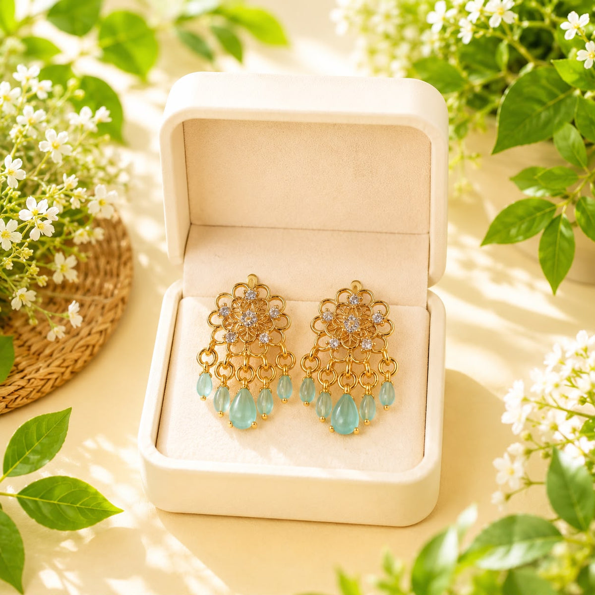 Zircon Earring-227 (Mint green)