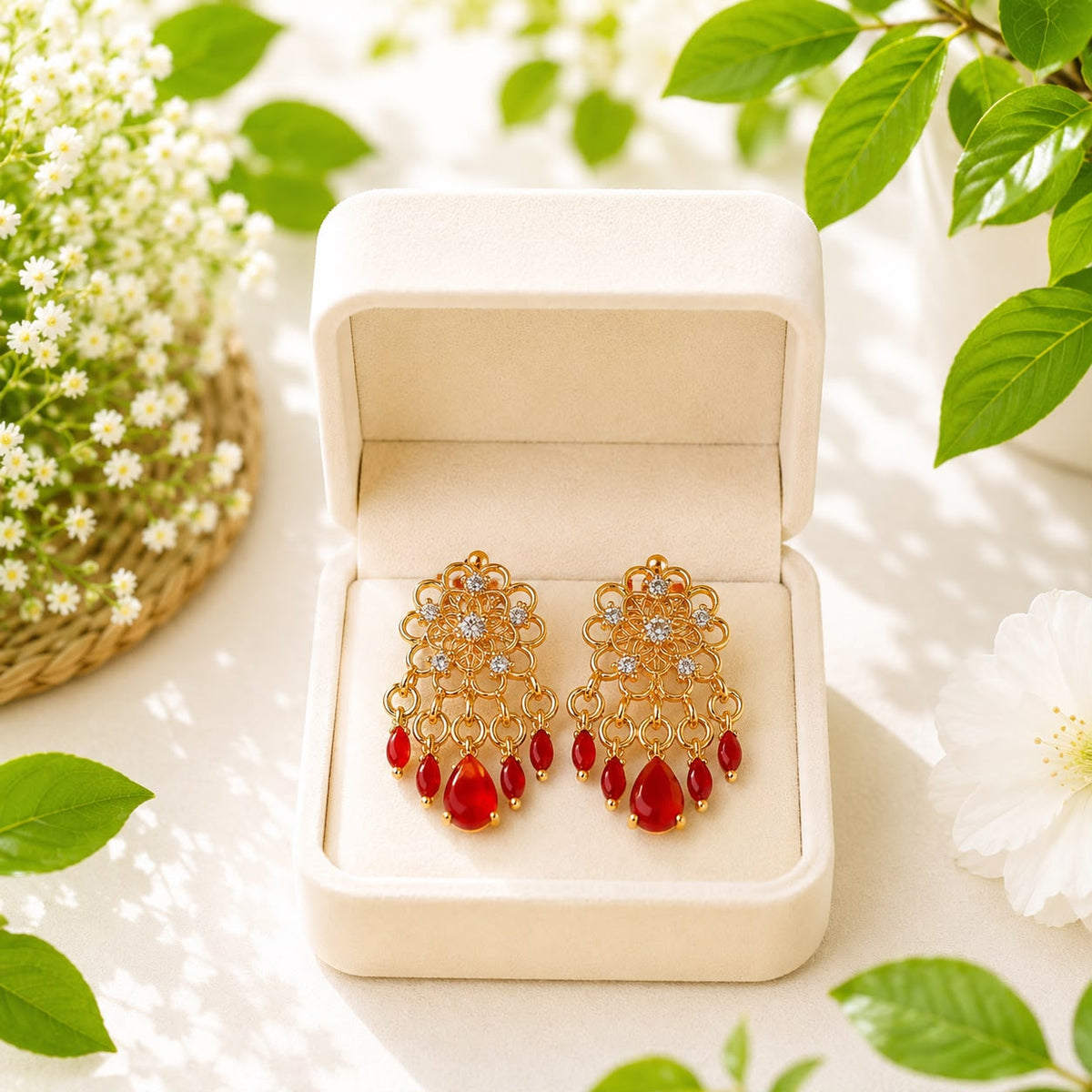 Zircon Earring-227 (Maroon)