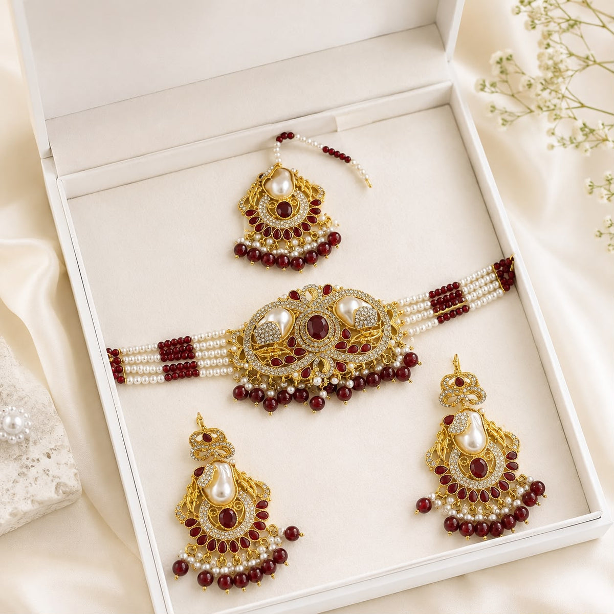 Turkish Choker Set-04 (Maroon)