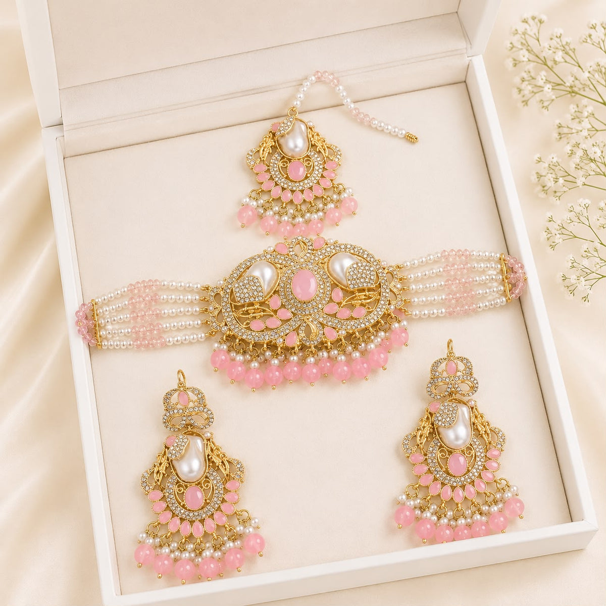Turkish Choker Set-04 (Pink)