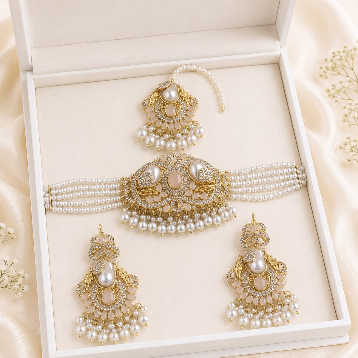 Turkish Choker Set-04 (White)