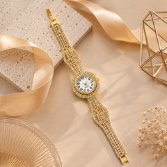 Zircon Ladies Watch-02 (Golden)