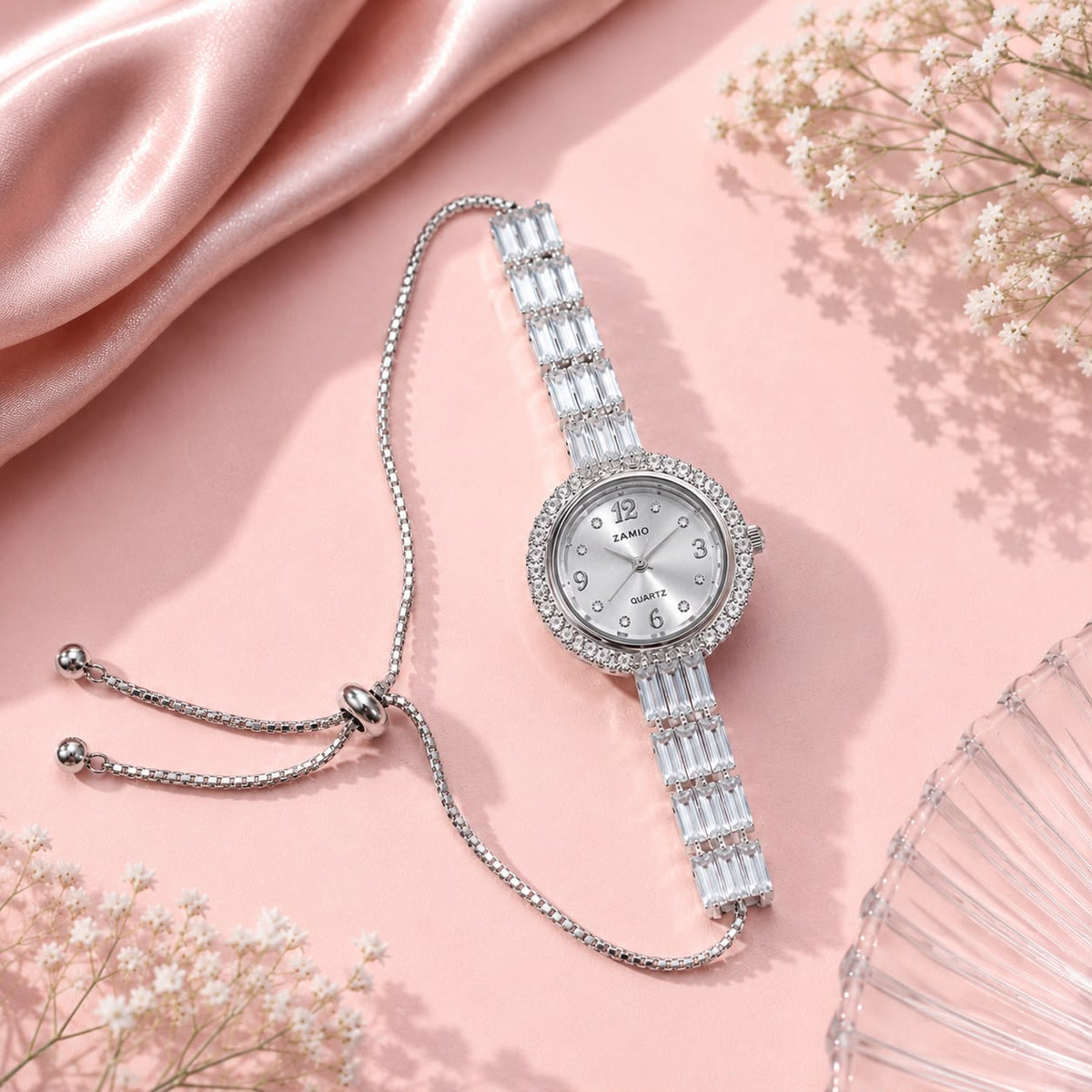 Zircon Adjustable Watch-02 (Silver)