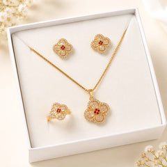 Zircon Locket Set-169 (Golden/Maroon)