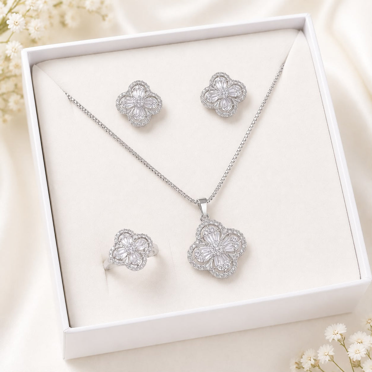 Zircon Locket Set-169 (Silver)