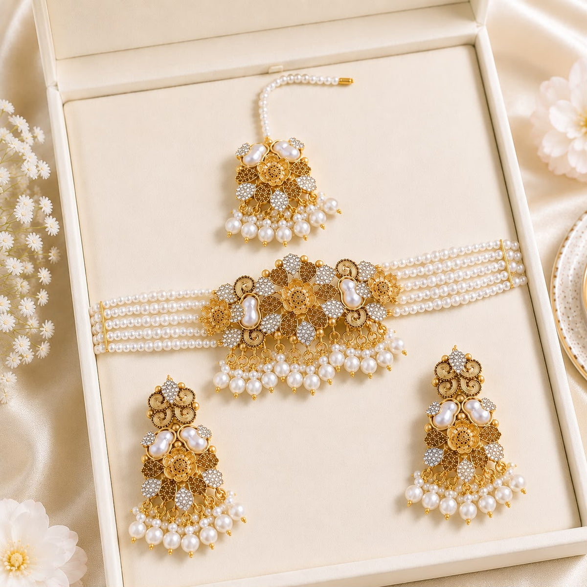 Turkish Choker Set-05 (White)