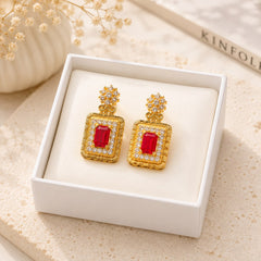 Zircon Earring-228 (Red)