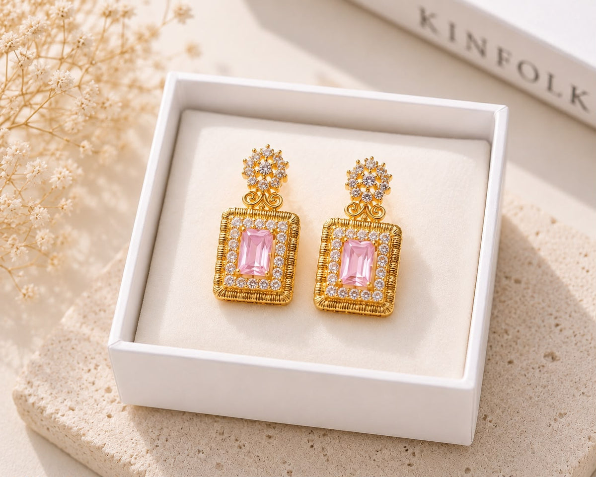 Zircon Earring-228 (Pink)