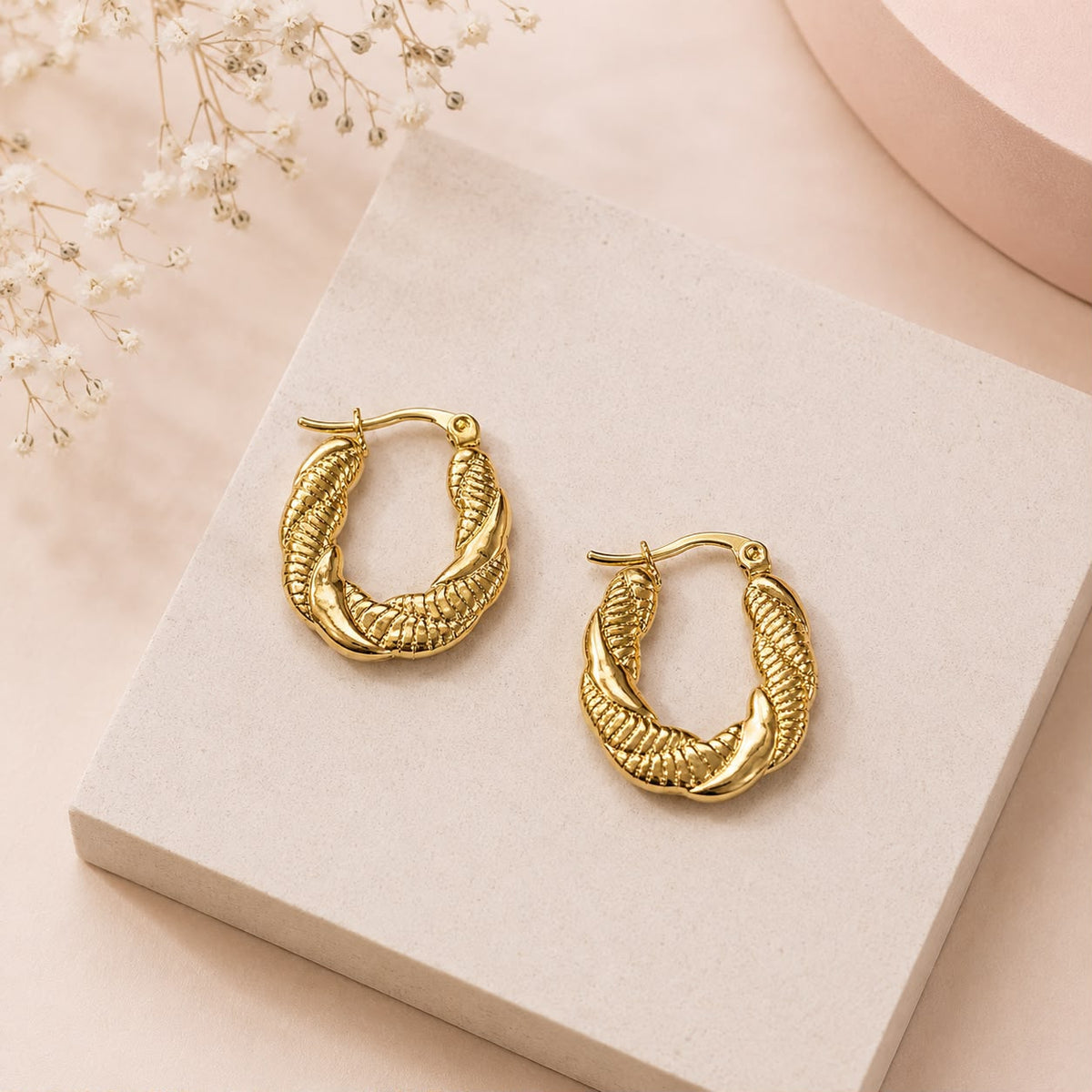 Stainless Steel Hoop Earring-11 (Golden)