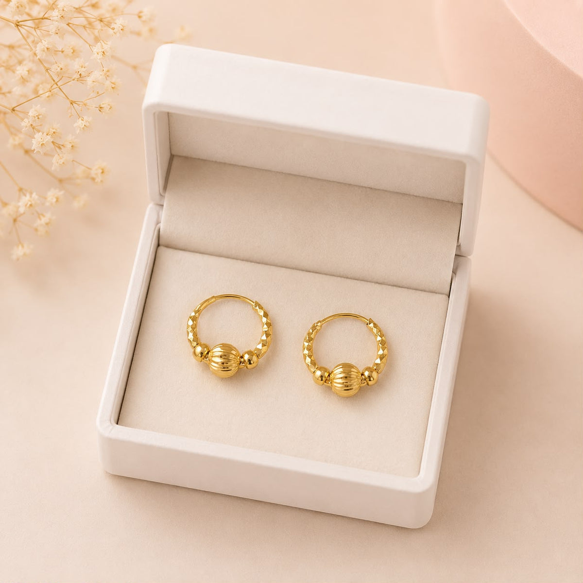 Stainless Steel Hoop Earring-13 (Golden)