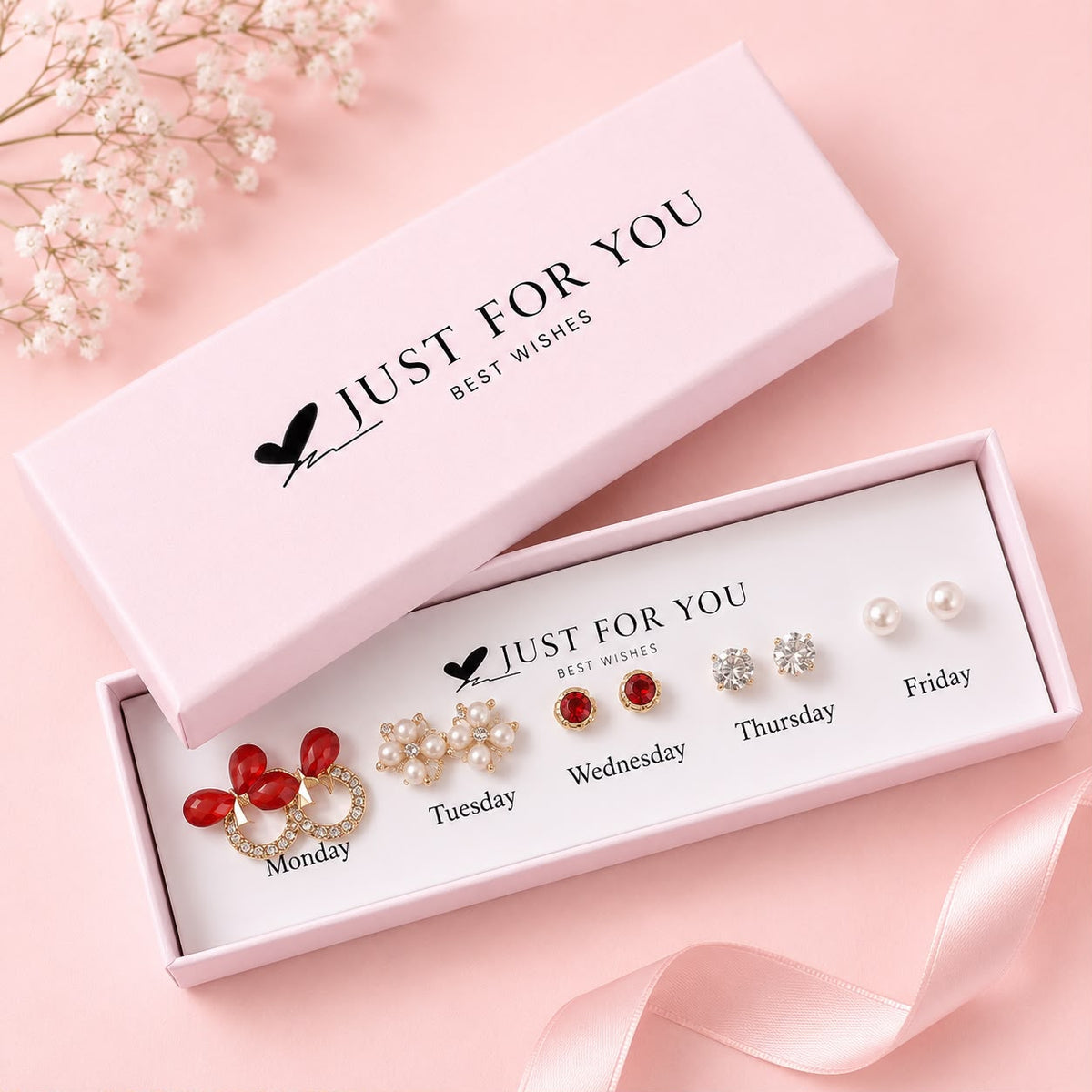 Gift Box Studs - 01 (Golden/Red)