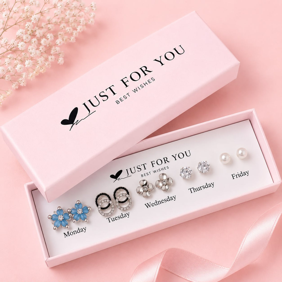 Gift Box Studs - 05 (Silver/Blue)