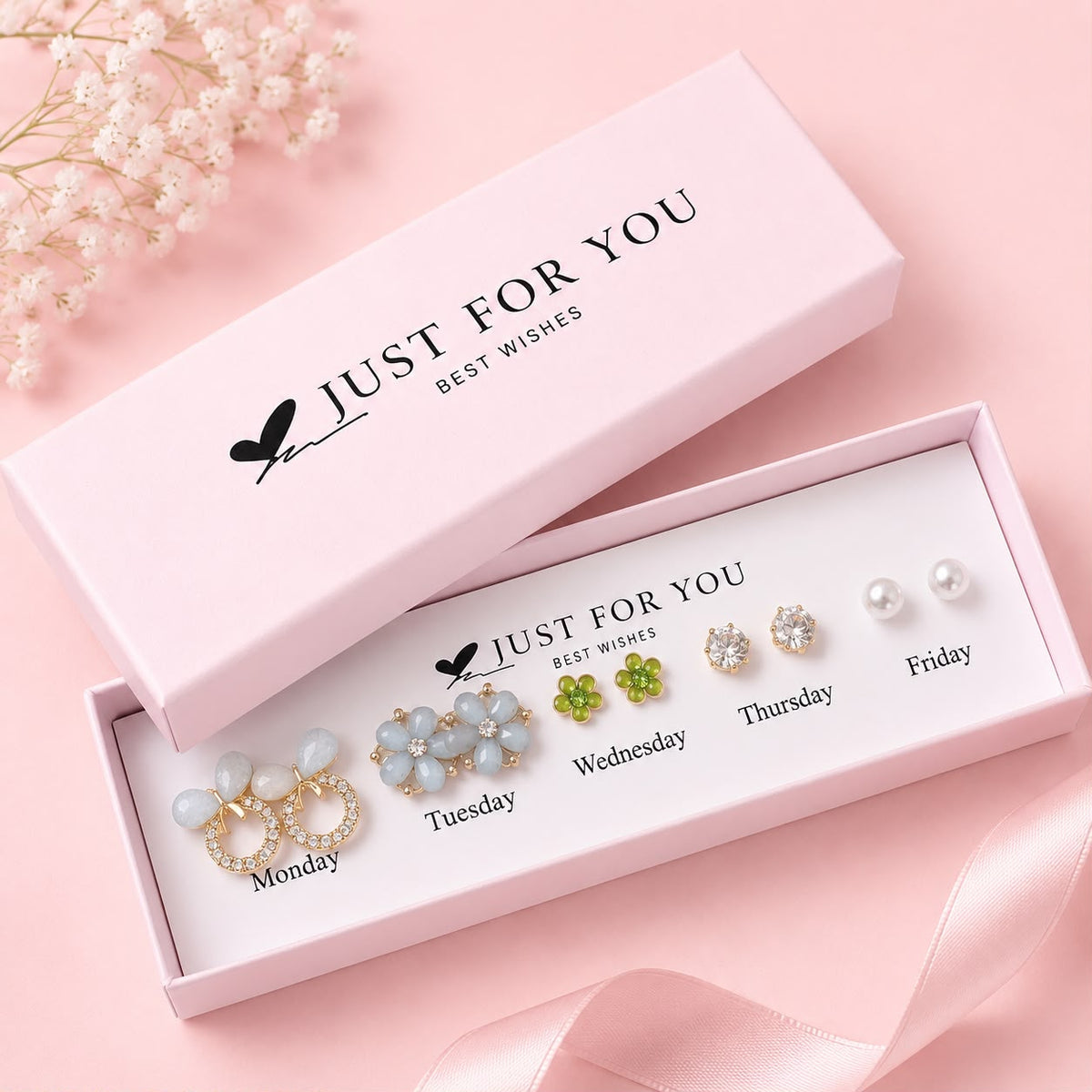 Gift Box Studs - 07 (Golden/Blue)
